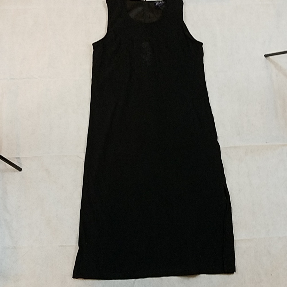 Blue j  black sleeveless dress embroidered flowers